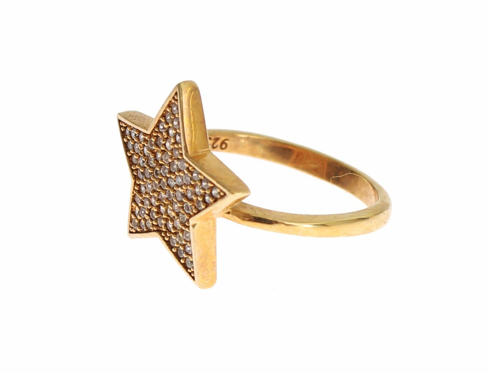 Nialaya Star Gold 925 Silver Womens Clear Ring - Ginchy