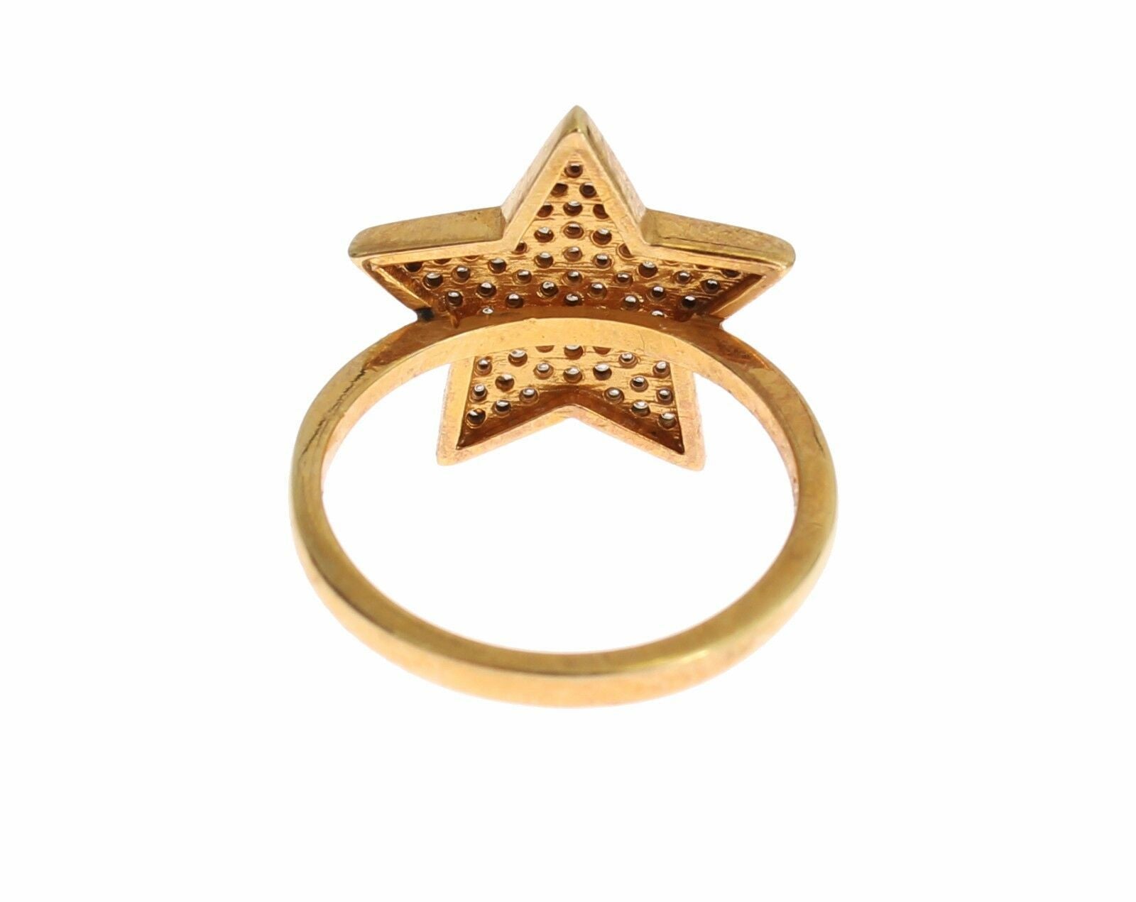 Nialaya Star Gold 925 Silver Womens Clear Ring - Ginchy