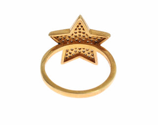 Nialaya Star Gold 925 Silver Womens Clear Ring - Ginchy