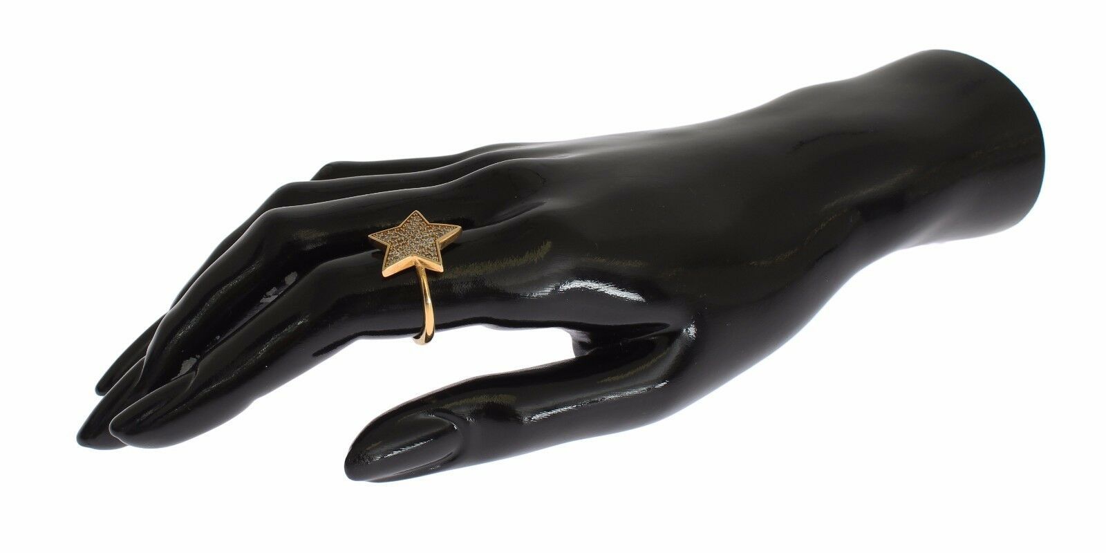 Nialaya Star Gold 925 Silver Womens Clear Ring - Ginchy