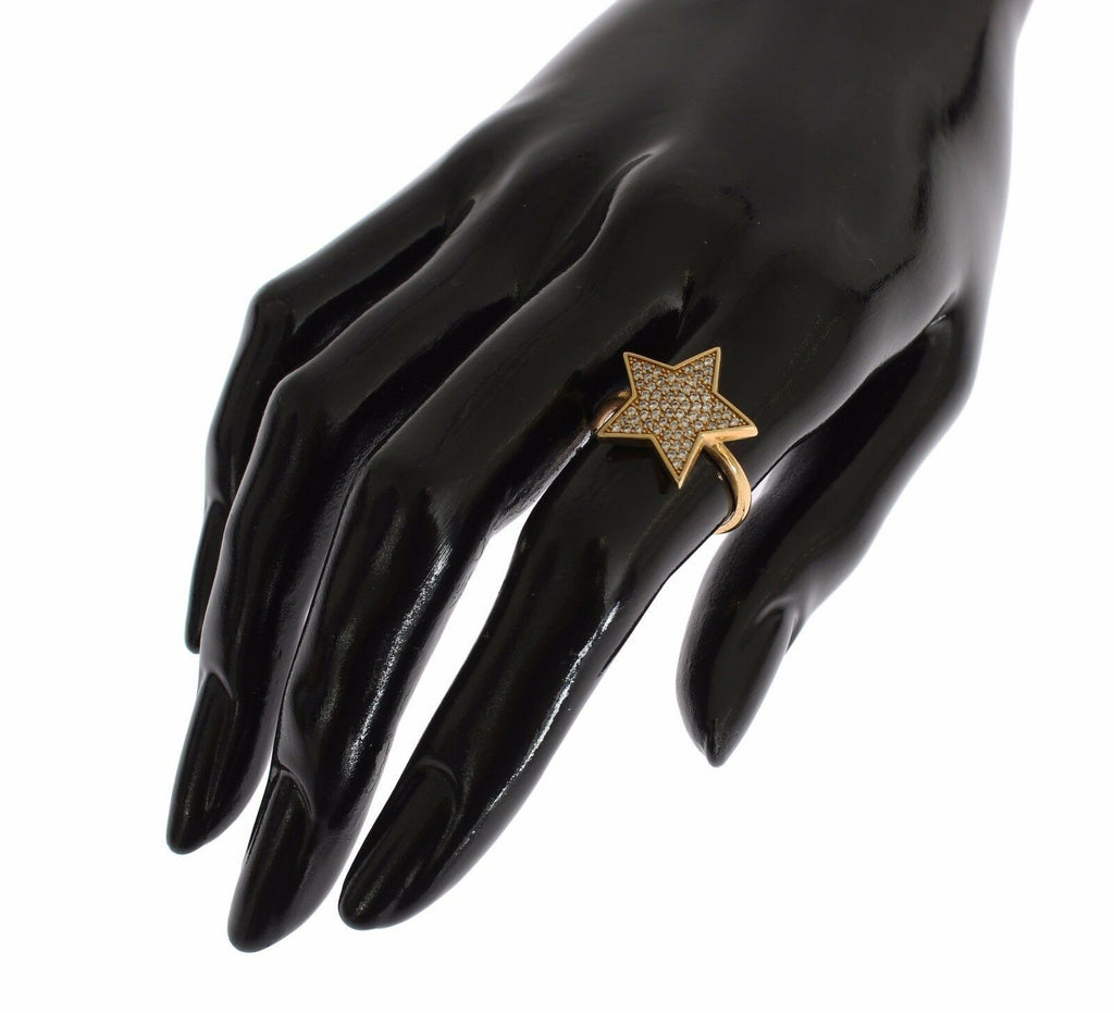 Nialaya Star Gold 925 Silver Womens Clear Ring - Ginchy