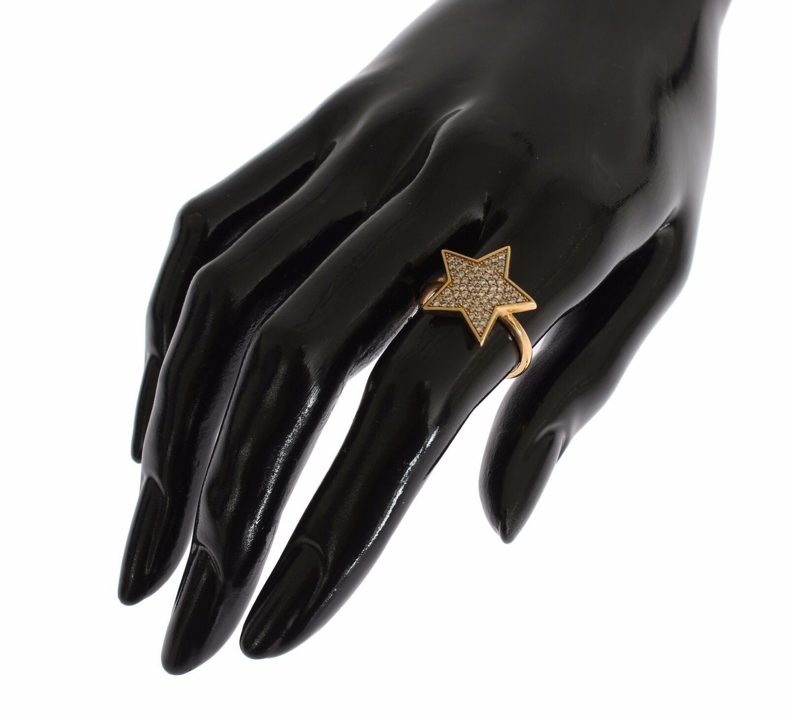 Nialaya Star Gold 925 Silver Womens Clear Ring - Ginchy