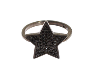 Nialaya Black CZ Star 925 Silver Womens Ring - Ginchy