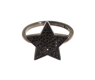 Nialaya Black CZ Star 925 Silver Womens Ring - Ginchy
