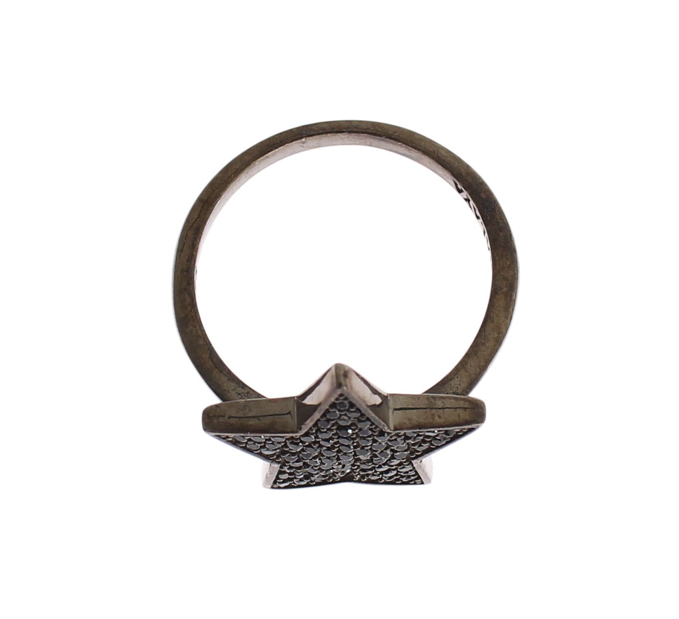 Nialaya Black CZ Star 925 Silver Womens Ring - Ginchy