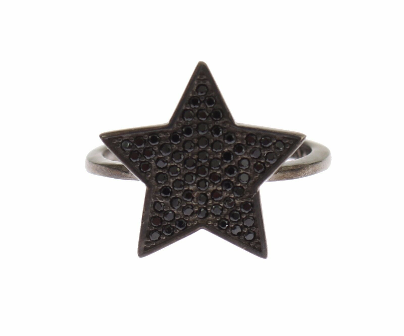 Nialaya Black CZ Star 925 Silver Womens Ring - Ginchy
