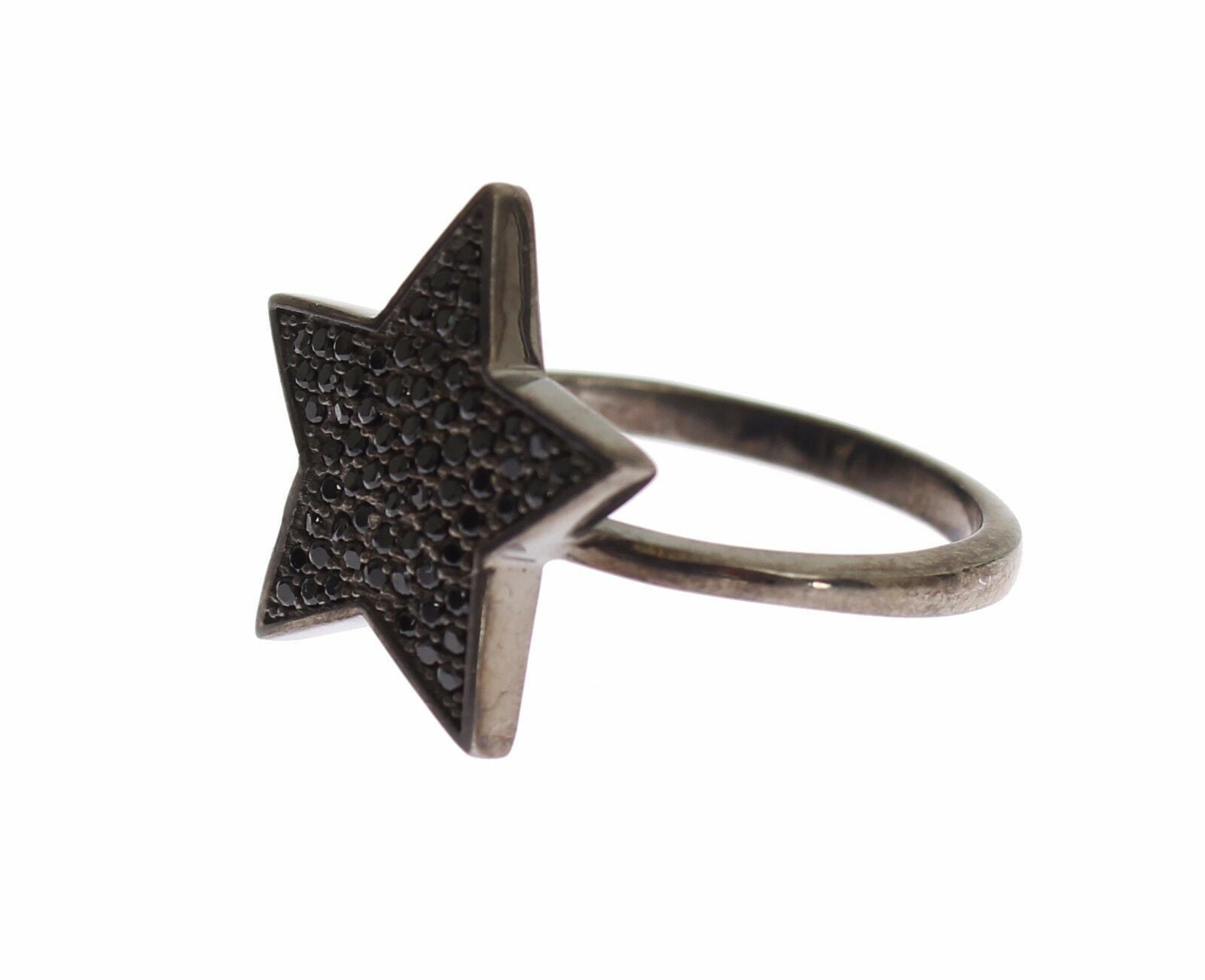 Nialaya Black CZ Star 925 Silver Womens Ring - Ginchy