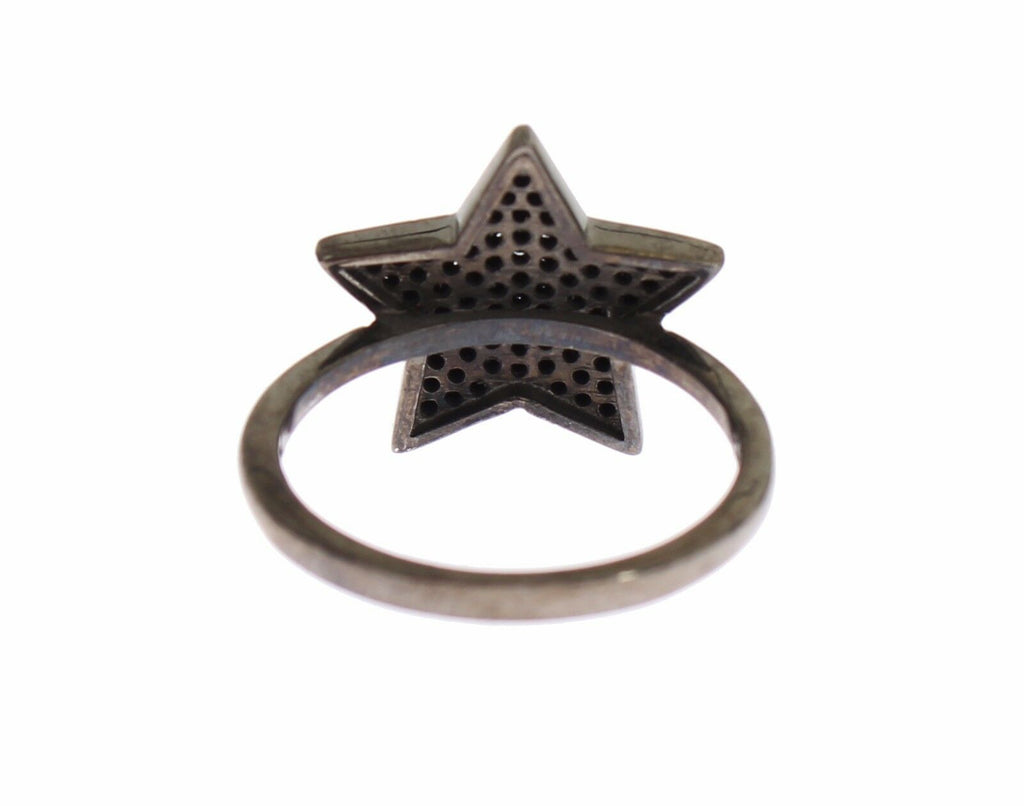 Nialaya Black CZ Star 925 Silver Womens Ring - Ginchy