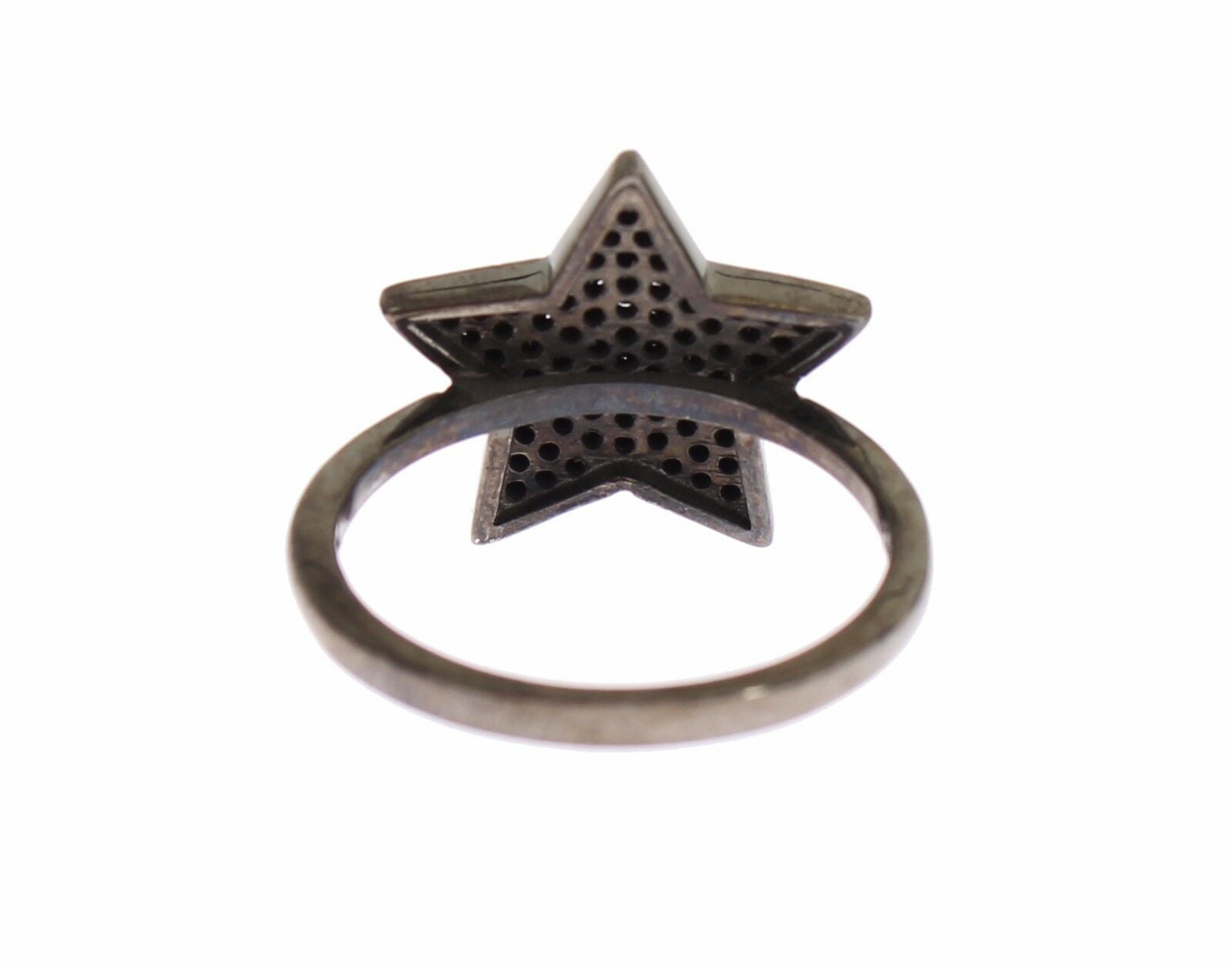 Nialaya Black CZ Star 925 Silver Womens Ring - Ginchy