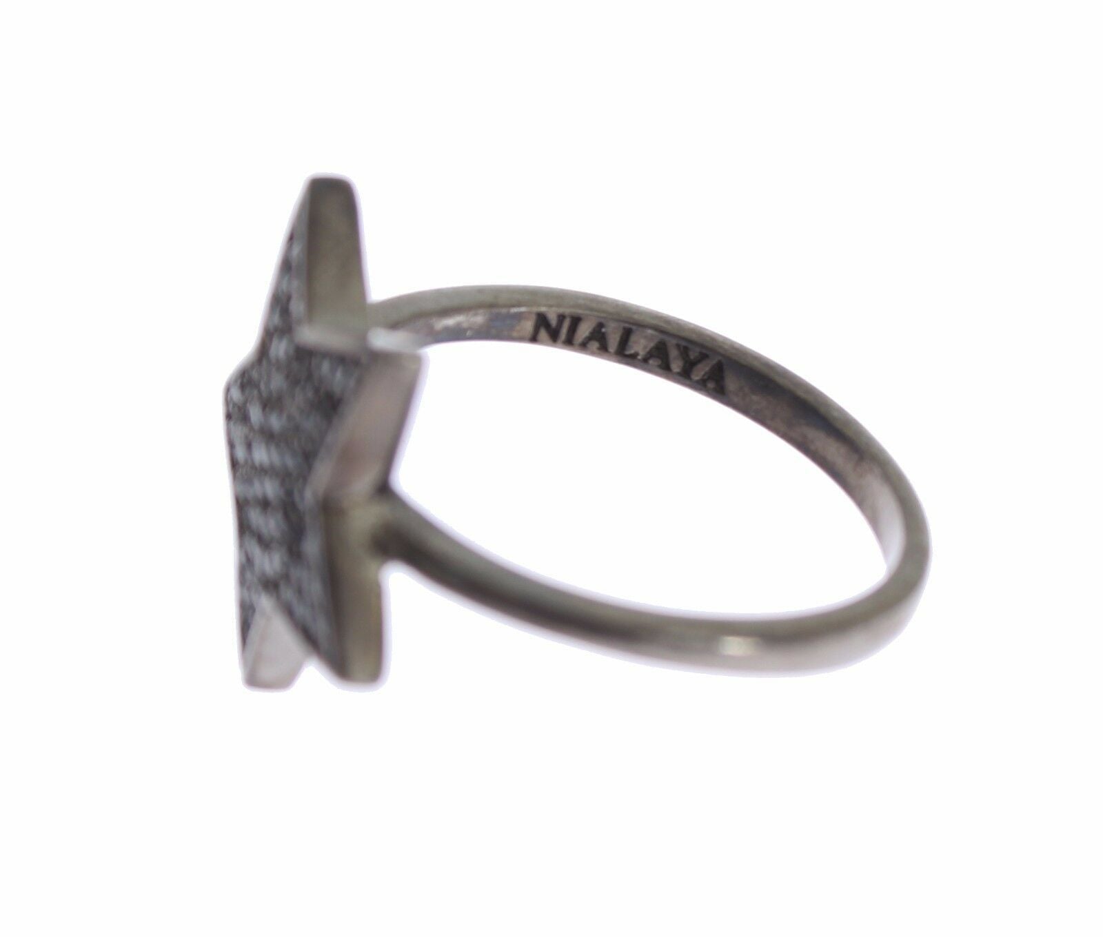 Nialaya Black CZ Star 925 Silver Womens Ring - Ginchy