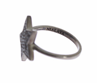 Nialaya Black CZ Star 925 Silver Womens Ring - Ginchy
