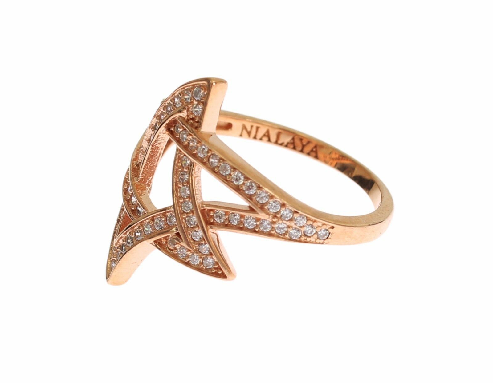 Nialaya Womens Clear CZ Gold 925 Silver Ring - Ginchy