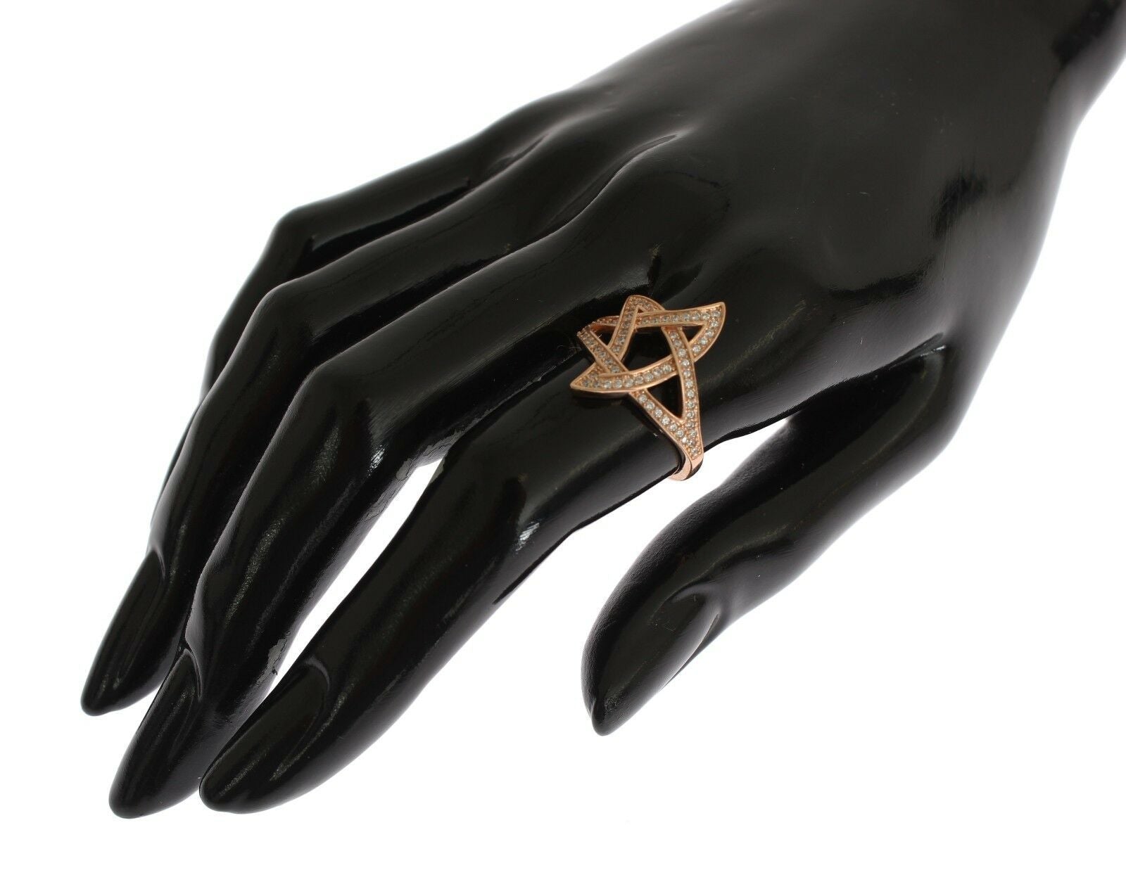 Nialaya Womens Clear CZ Gold 925 Silver Ring - Ginchy