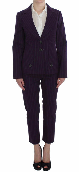 BENCIVENGA Purple Striped Stretch Coat Blazer Pants Suit - Ginchy