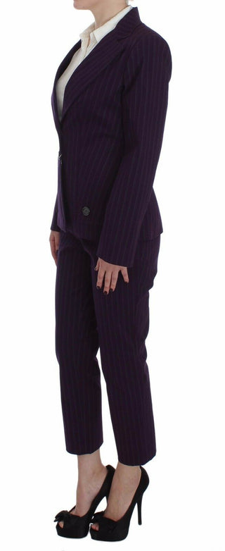 BENCIVENGA Purple Striped Stretch Coat Blazer Pants Suit - Ginchy