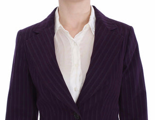 BENCIVENGA Purple Striped Stretch Coat Blazer Pants Suit - Ginchy