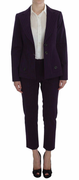 BENCIVENGA Purple Striped Stretch Coat Blazer Pants Suit - Ginchy