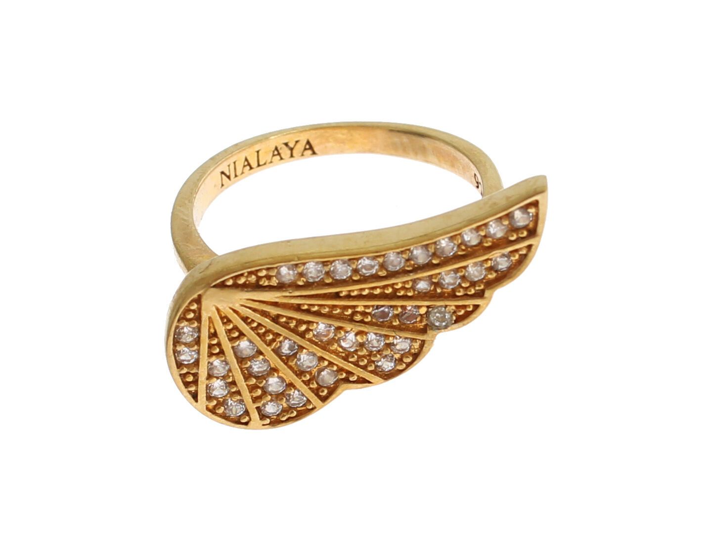 Nialaya Womens Clear CZ Gold 925 Silver Authentic Ring - Ginchy