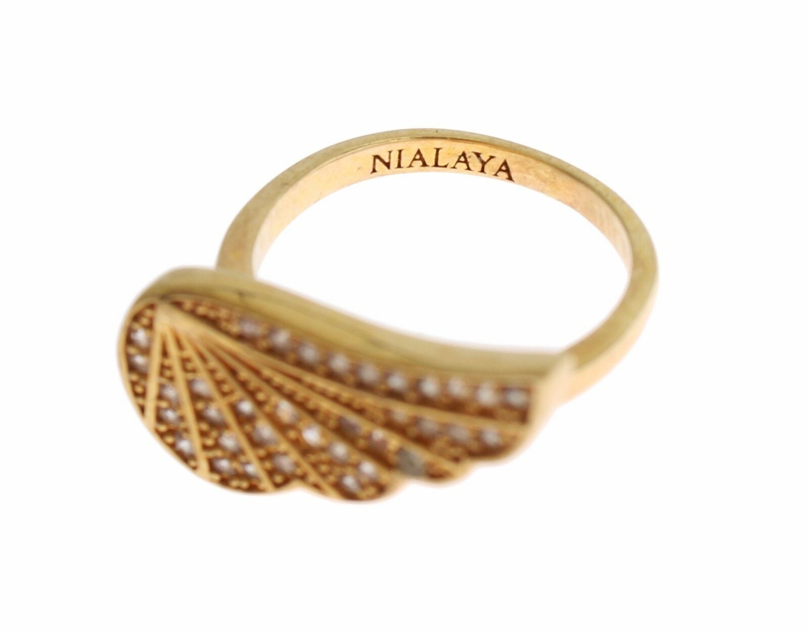 Nialaya Womens Clear CZ Gold 925 Silver Authentic Ring - Ginchy