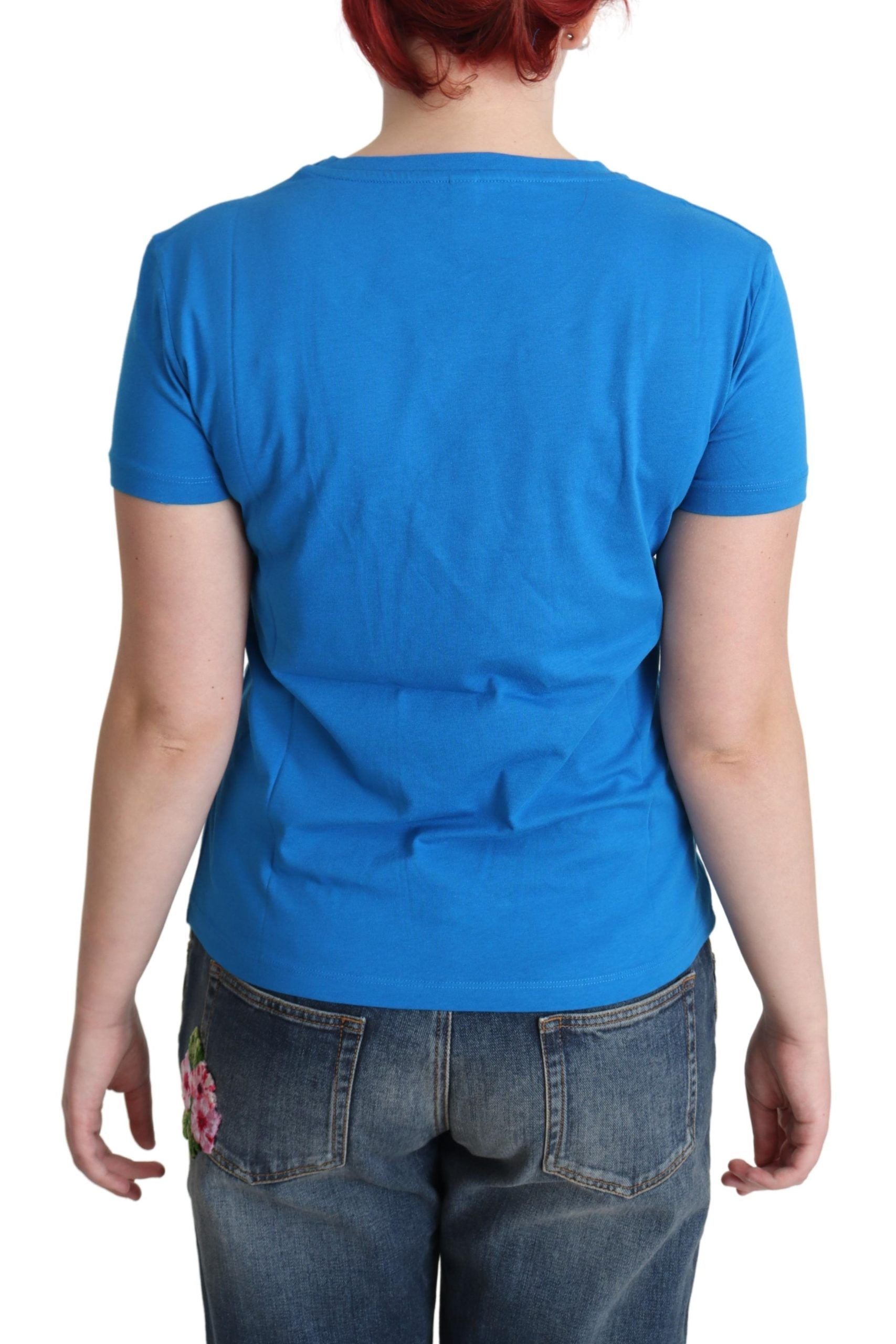 Moschino Blue Cotton Sunny Milano Print Tops T-shirt - Ginchy