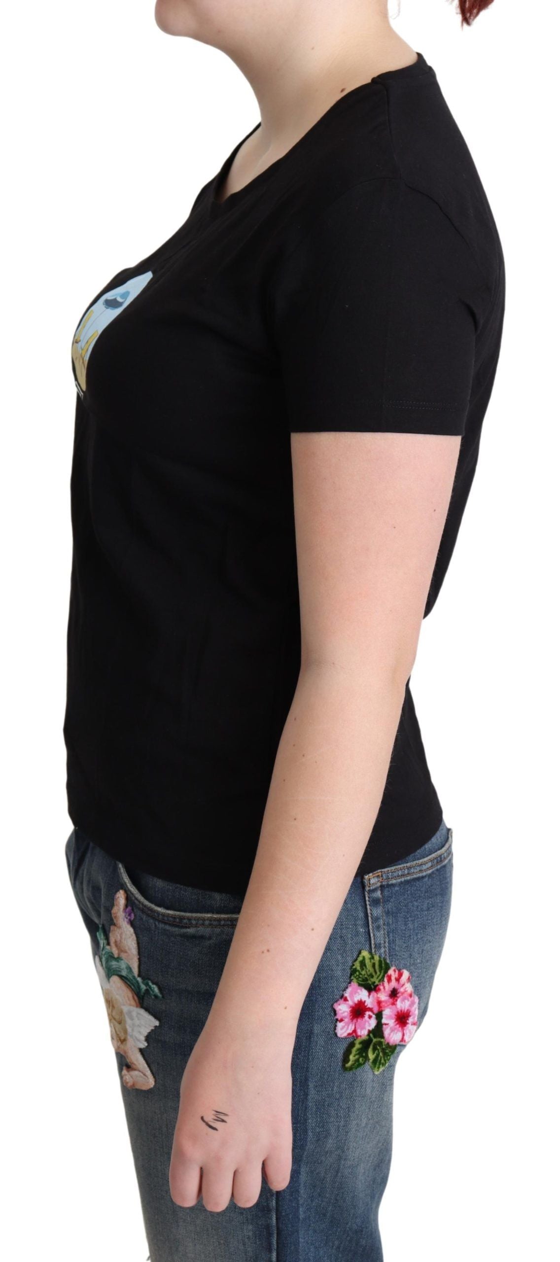 Moschino Black Printed Cotton Short Sleeves T-shirt - Ginchy