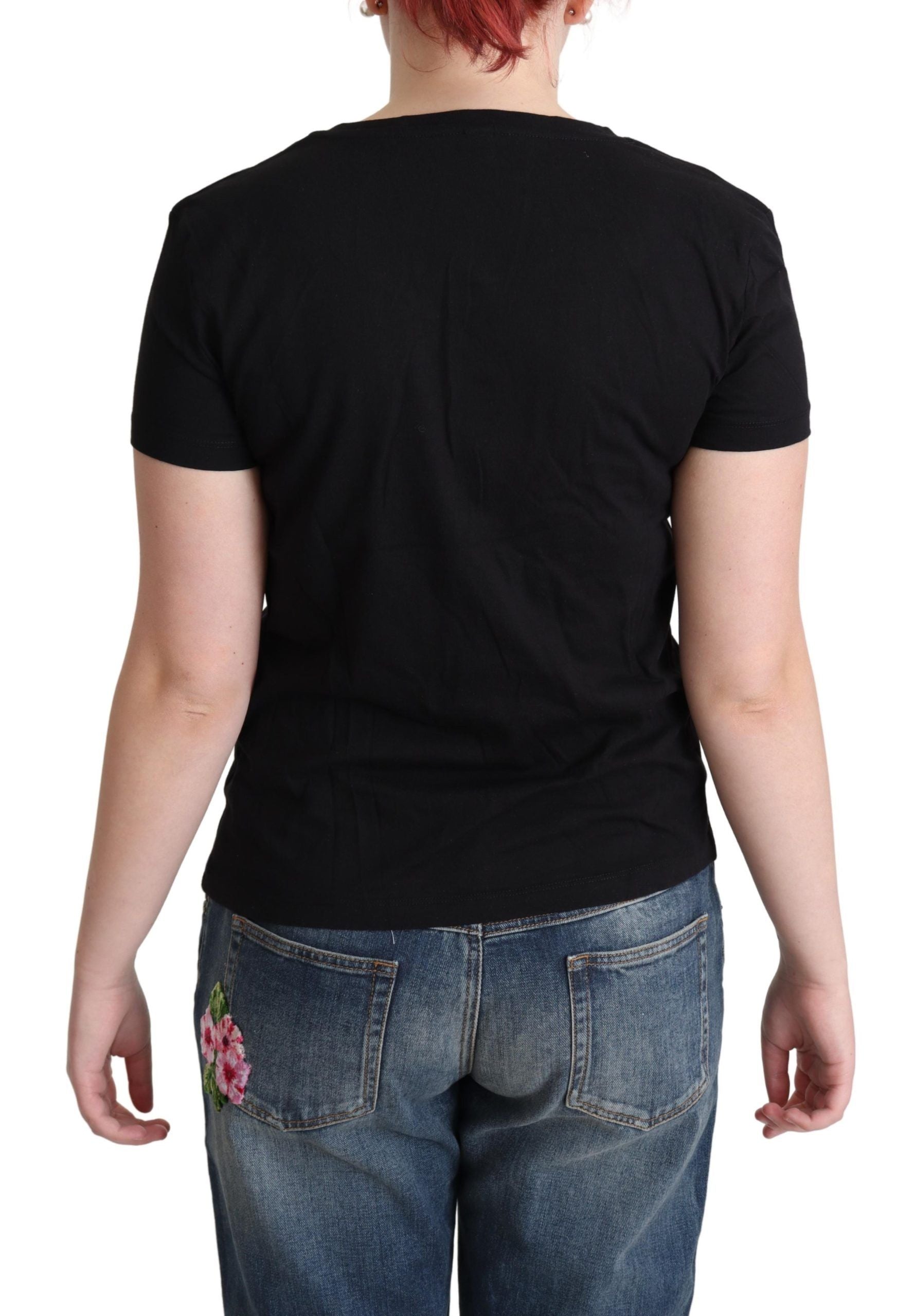 Moschino Black Printed Cotton Short Sleeves T-shirt - Ginchy