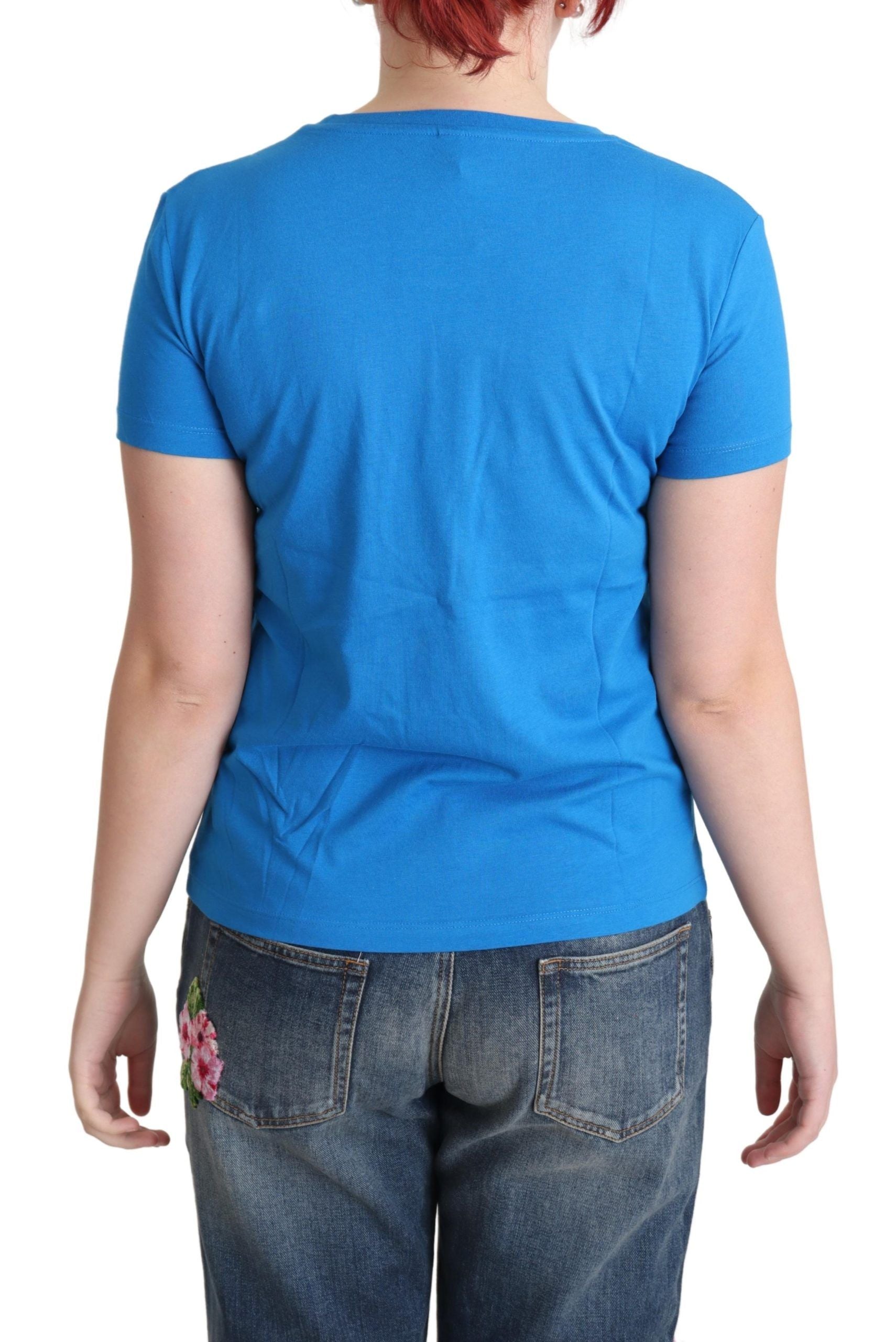 Moschino Blue Cotton Alphabet Letter Print Tops - Ginchy