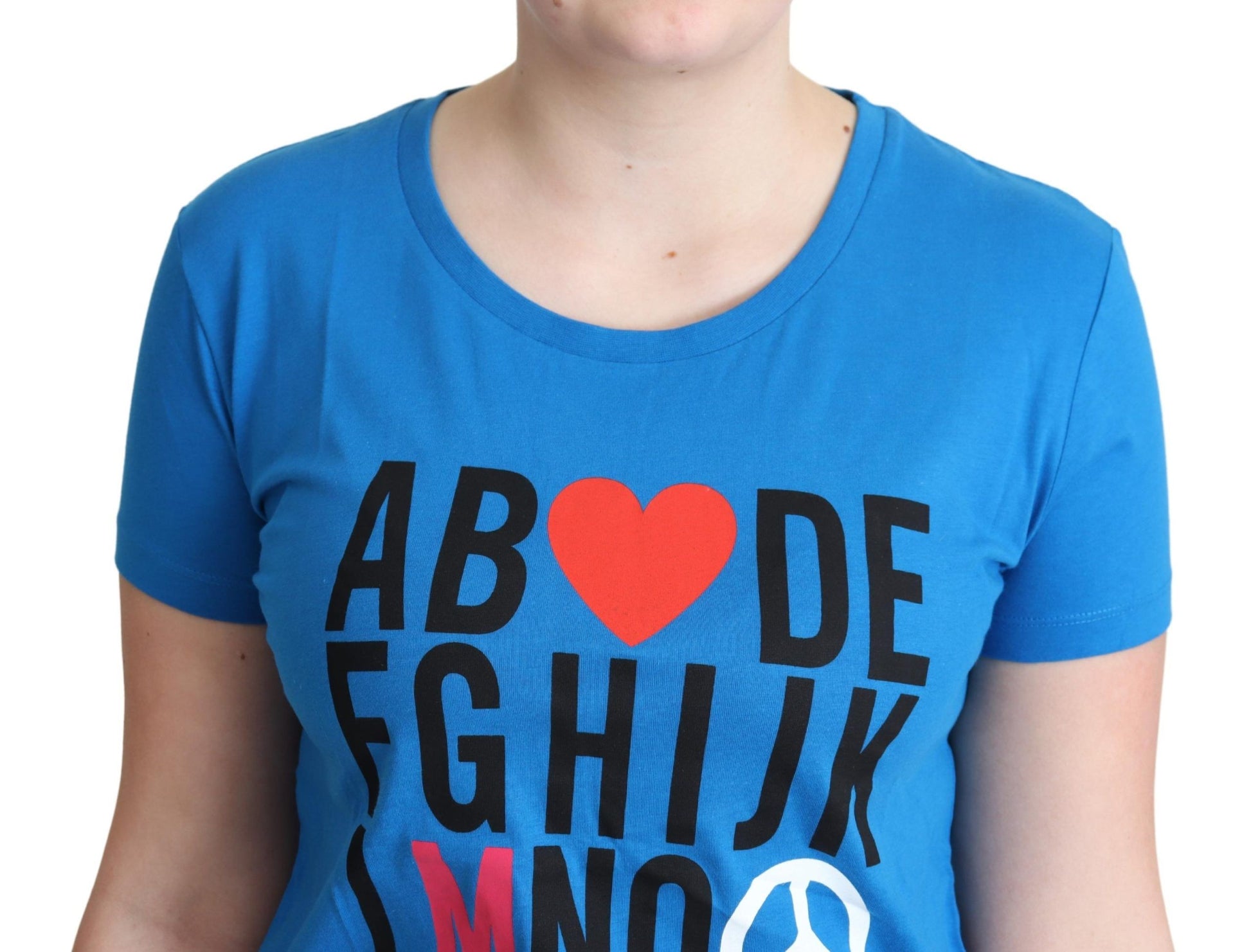 Moschino Blue Cotton Alphabet Letter Print Tops - Ginchy