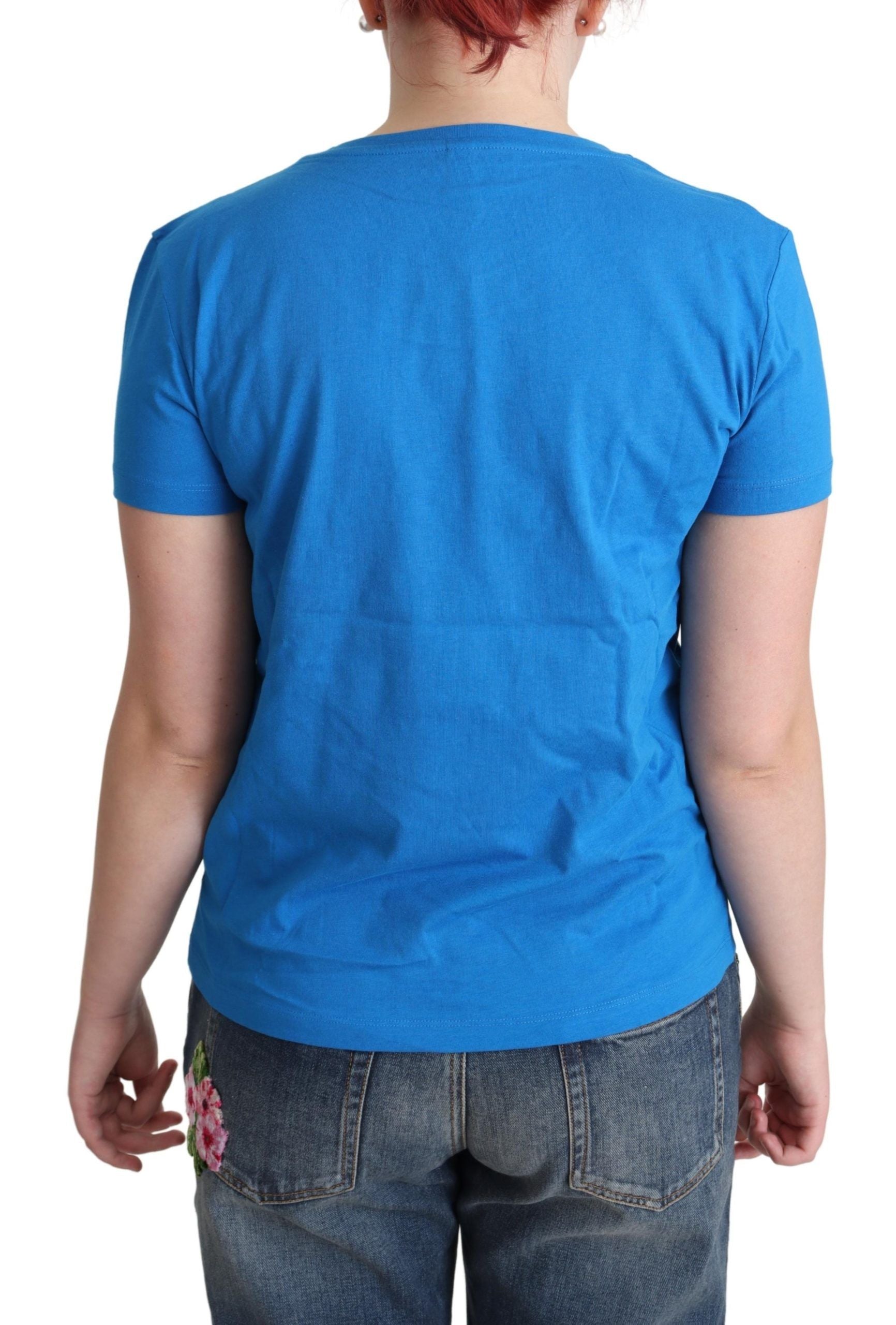 Moschino Blue Cotton Swim Graphic Triangle T-shirt - Ginchy