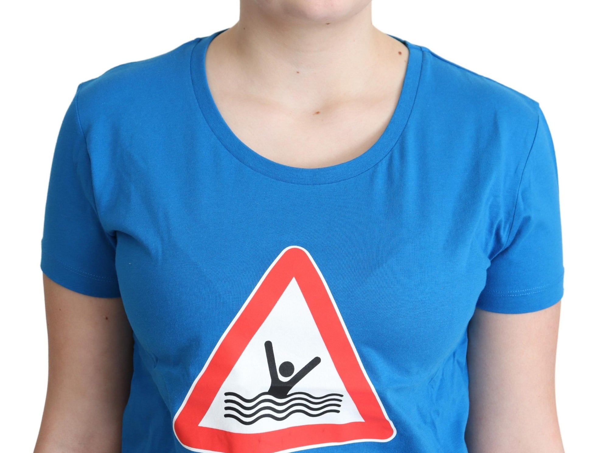 Moschino Blue Cotton Swim Graphic Triangle T-shirt - Ginchy
