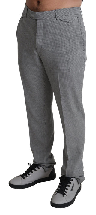 BENCIVENGA Gray Wool Checkered Dress Men Formal Trouser Pants - Ginchy