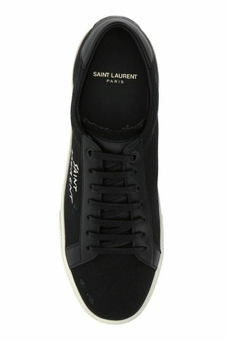 Saint Laurent Sleek Black Canvas & Leather Low-Top Sneakers - Ginchy