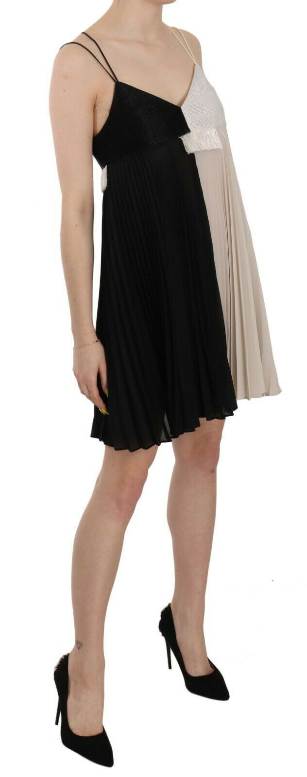 PINKO Black and White Mini Sleeve less A-line Princess Dress - Ginchy