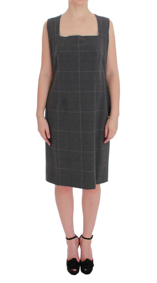 BENCIVENGA Gray Checkered Cotton Blazer Dress Set Suit - Ginchy