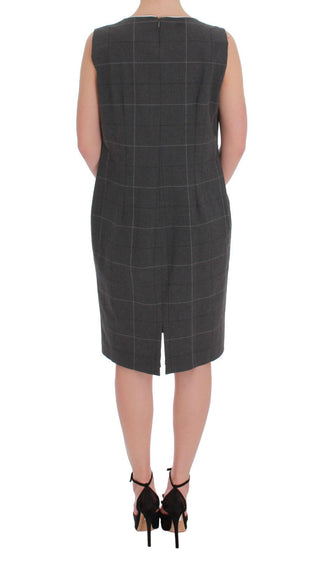 BENCIVENGA Gray Checkered Cotton Blazer Dress Set Suit - Ginchy
