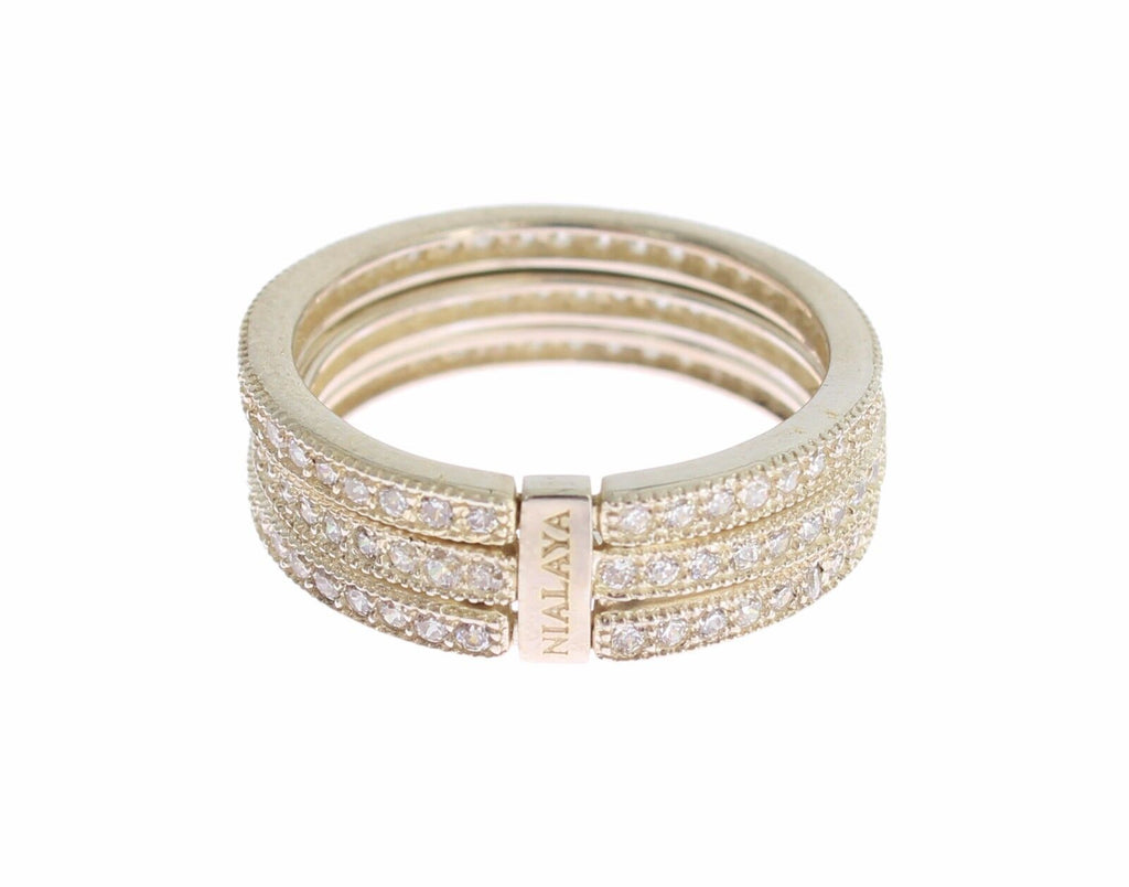 Nialaya Silver Womens Clear CZ 925 Sterling Ring - Ginchy