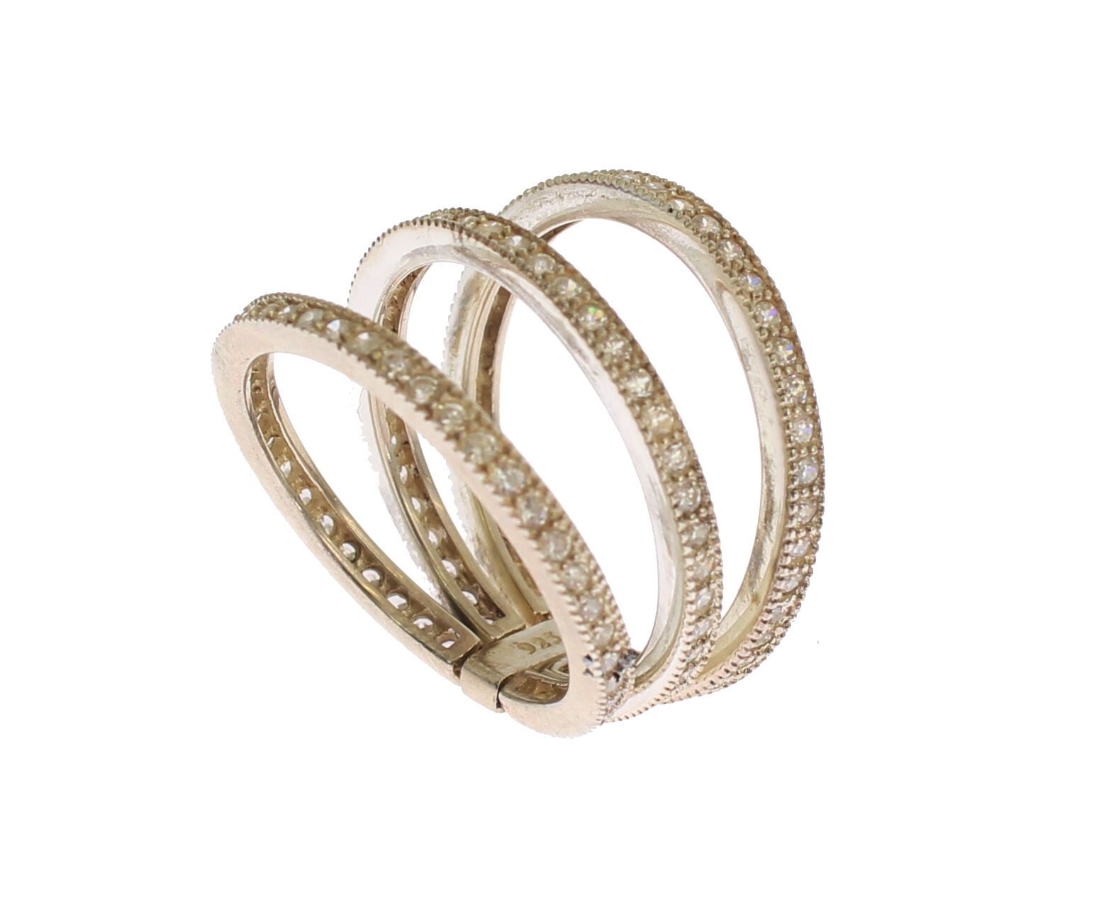 Nialaya Silver Womens Clear CZ 925 Sterling Ring - Ginchy