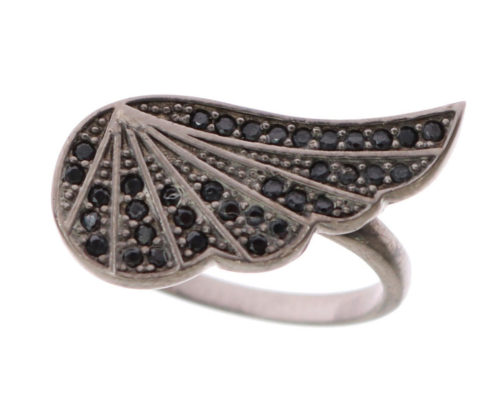 Nialaya Silver Womens Black CZ Rhodium 925 Ring - Ginchy