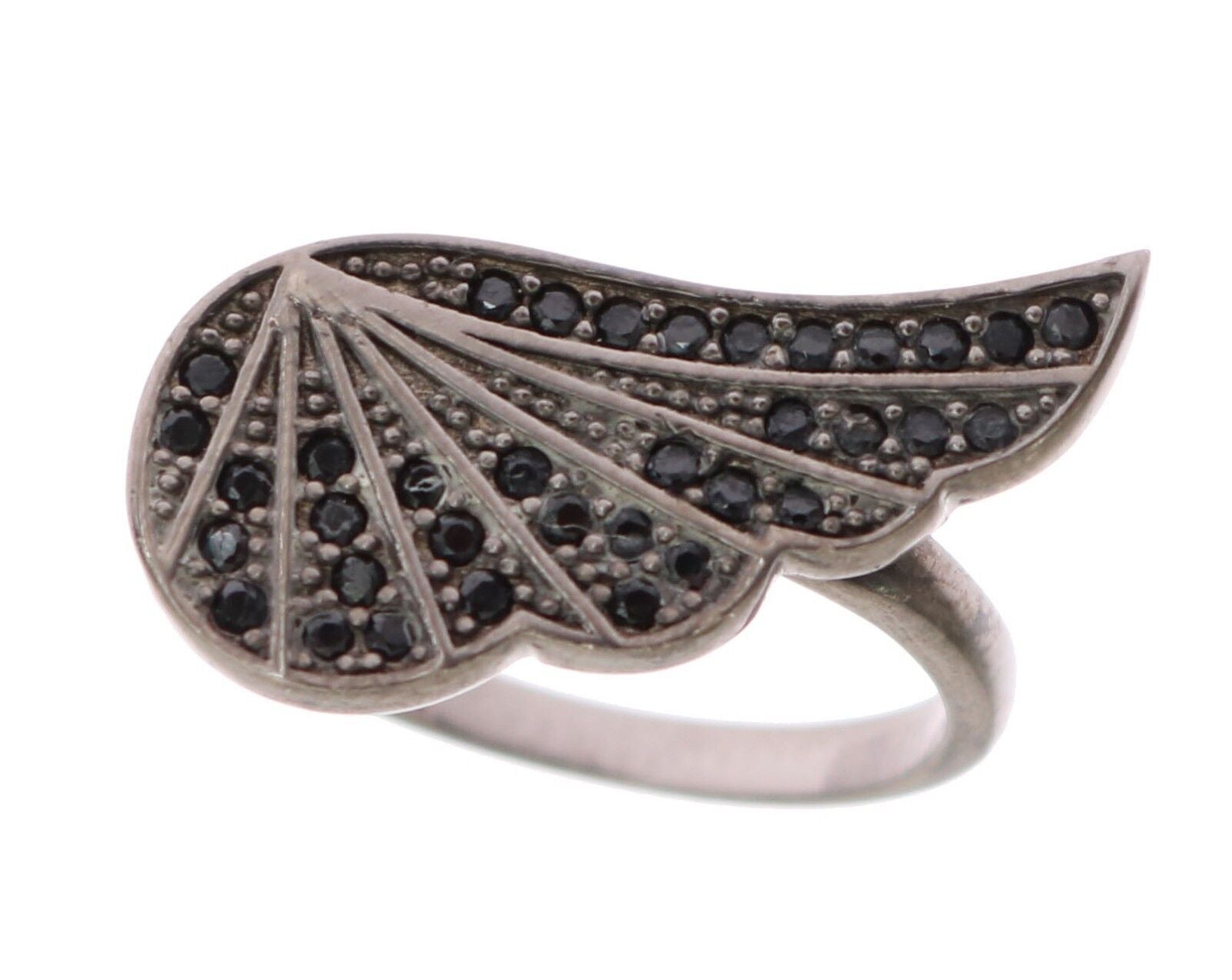 Nialaya Silver Womens Black CZ Rhodium 925 Ring - Ginchy