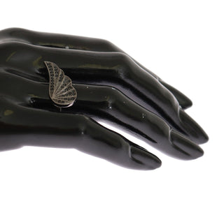 Nialaya Silver Womens Black CZ Rhodium 925 Ring - Ginchy