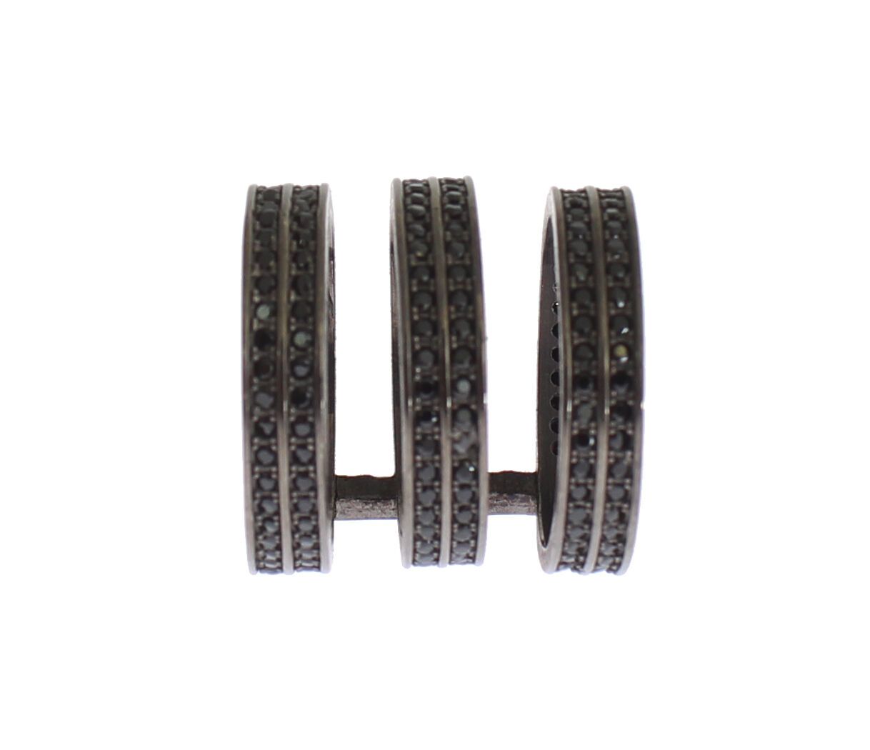 Nialaya Black CZ Rhodium 925 Silver Ring - Ginchy