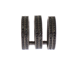 Nialaya Black CZ Rhodium 925 Silver Ring - Ginchy