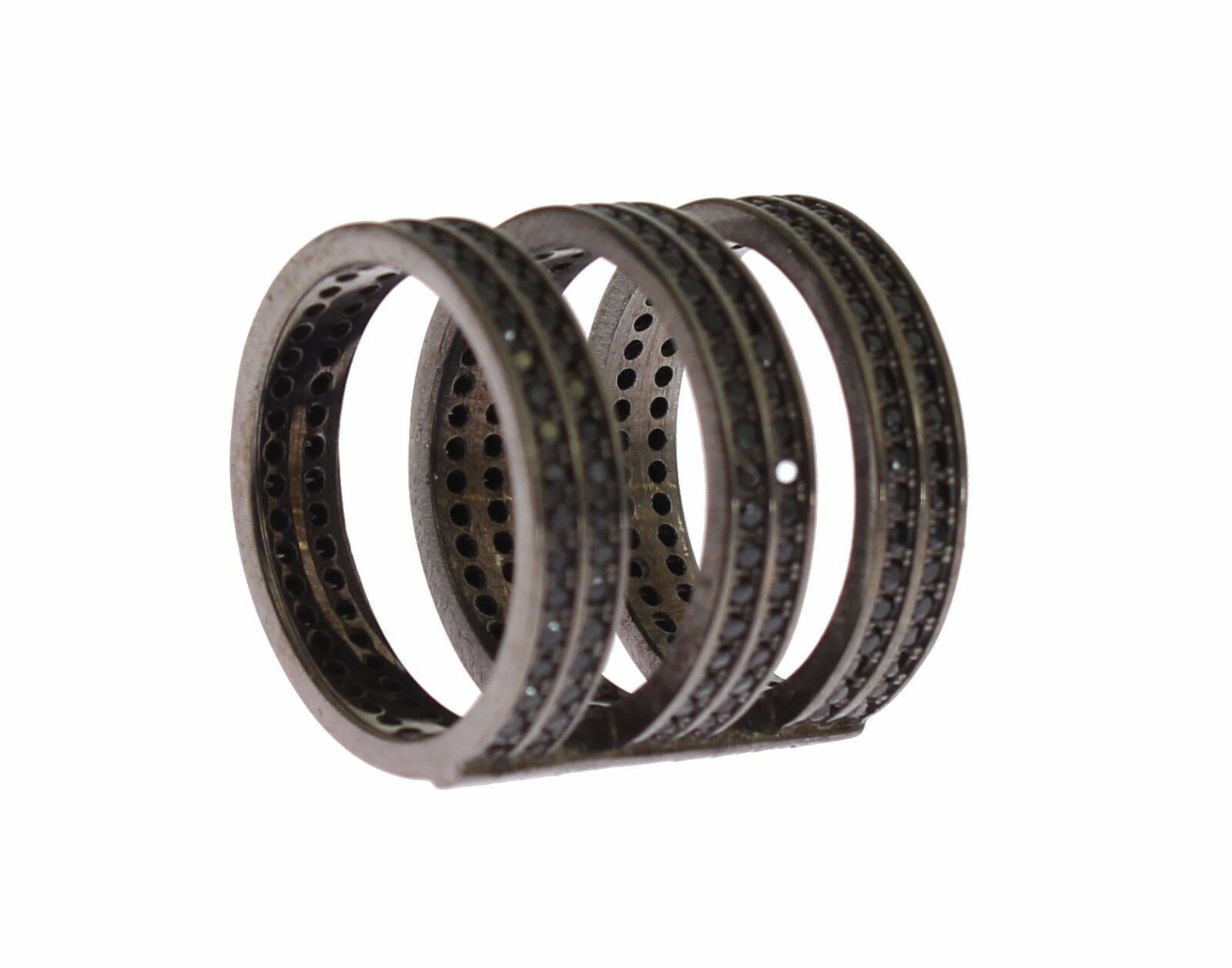 Nialaya Black CZ Rhodium 925 Silver Ring - Ginchy
