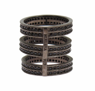 Nialaya Black CZ Rhodium 925 Silver Ring - Ginchy