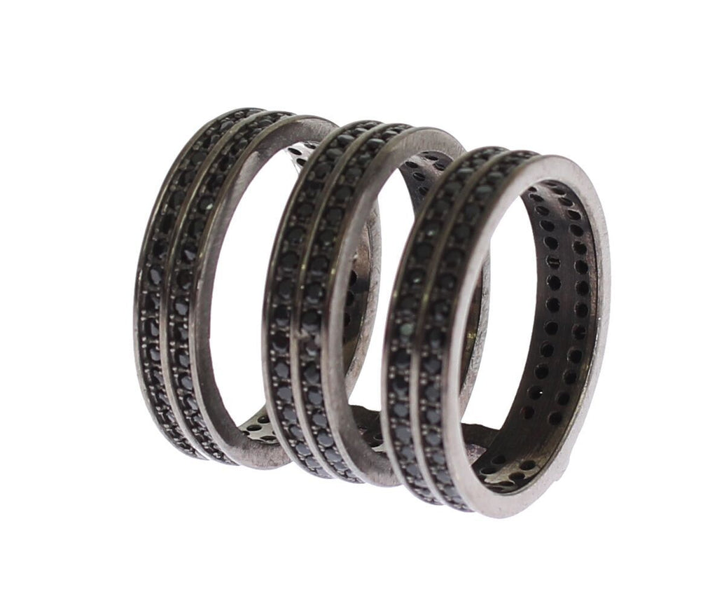 Nialaya Black CZ Rhodium 925 Silver Ring - Ginchy