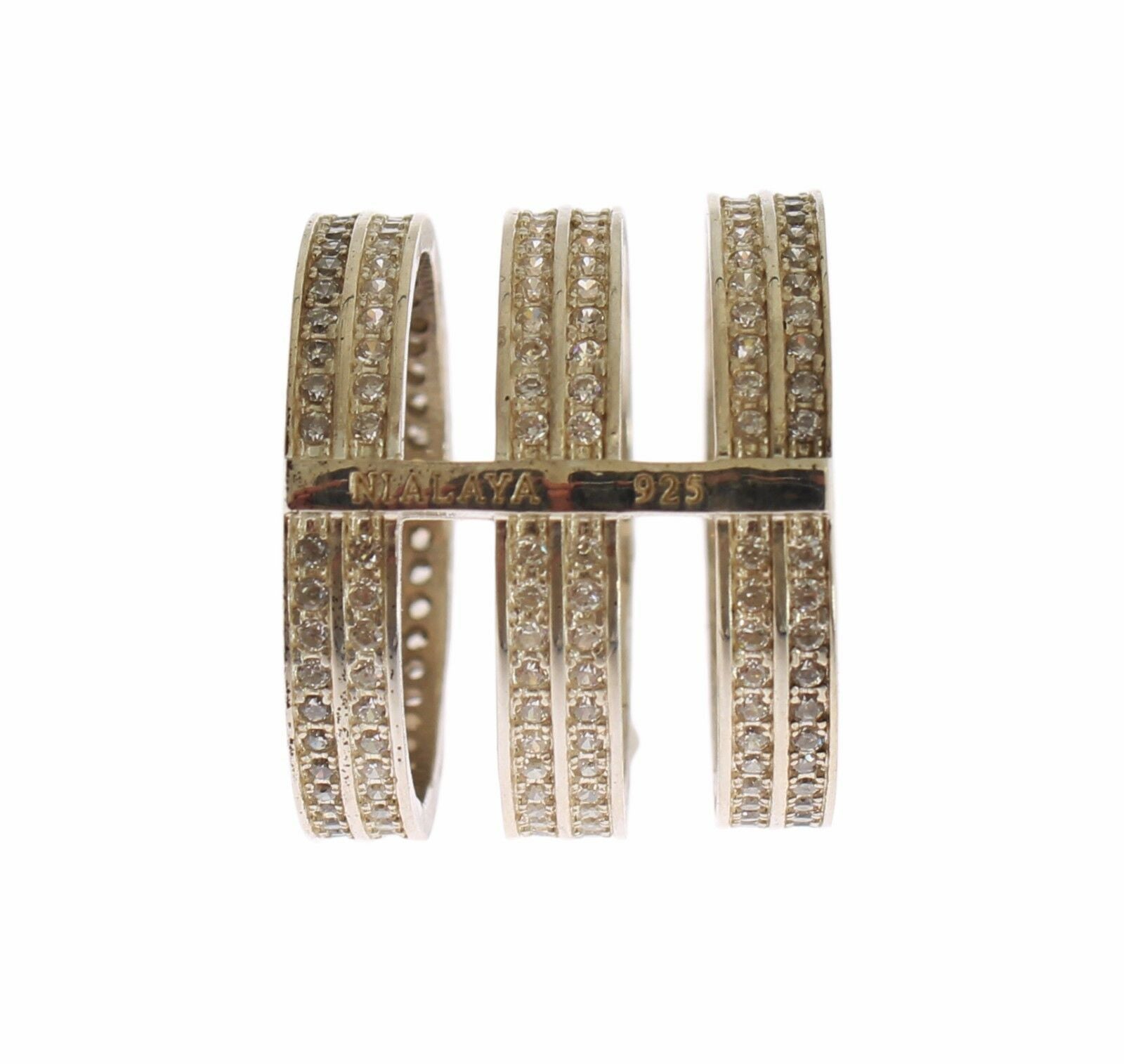 Nialaya Authentic Womens Clear CZ 925 Sterling Silver Ring - Ginchy
