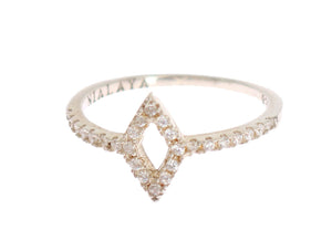 Nialaya Silver Rhombus Womens Clear CZ 925 Silver Ring - Ginchy