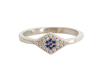 Nialaya Blue Red CZ 925 Silver Womens Clear Ring - Ginchy