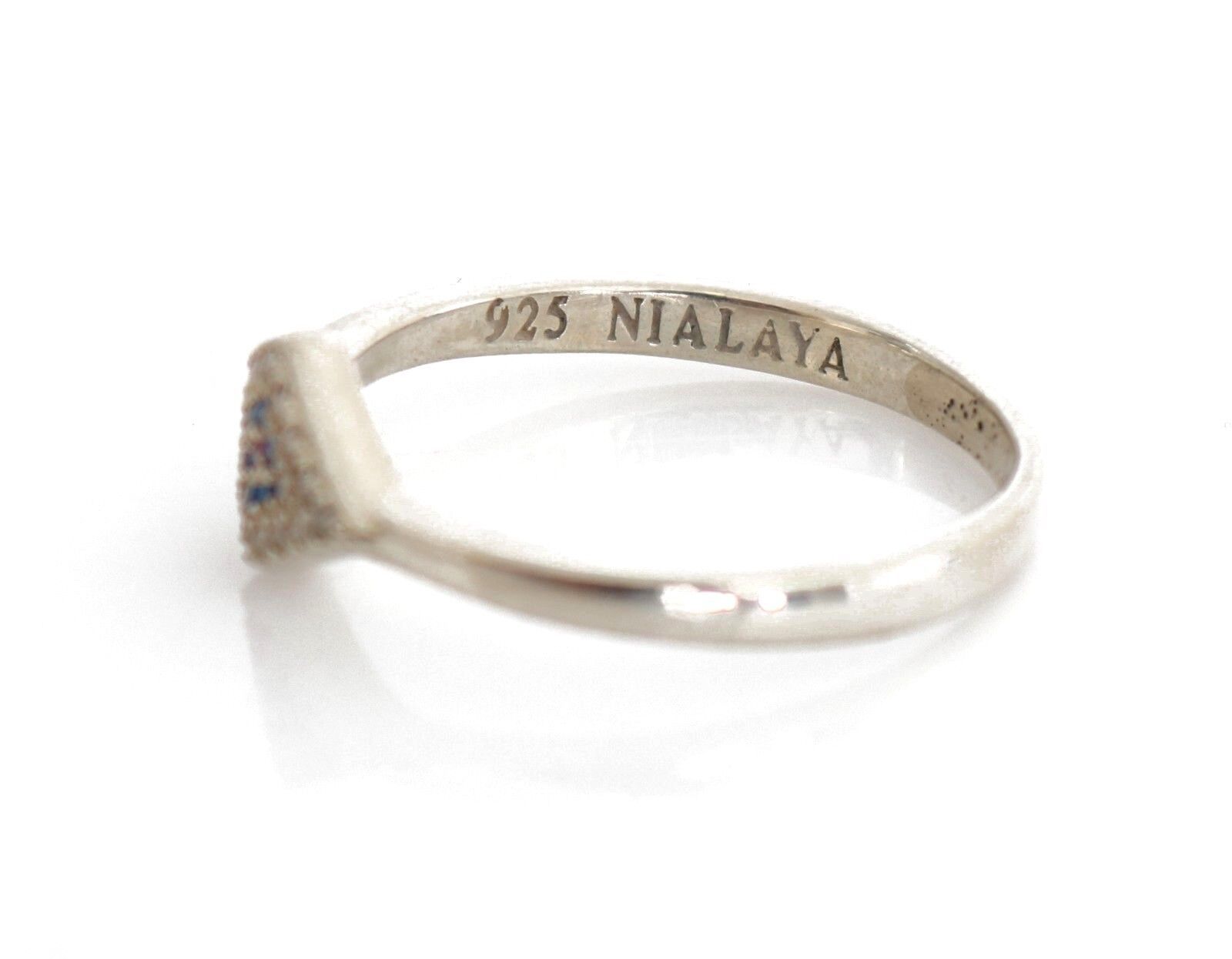 Nialaya Blue Red CZ 925 Silver Womens Clear Ring - Ginchy