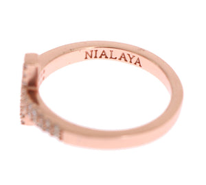 Nialaya Pink Gold 925 Silver Womens Cross CZ Ring - Ginchy